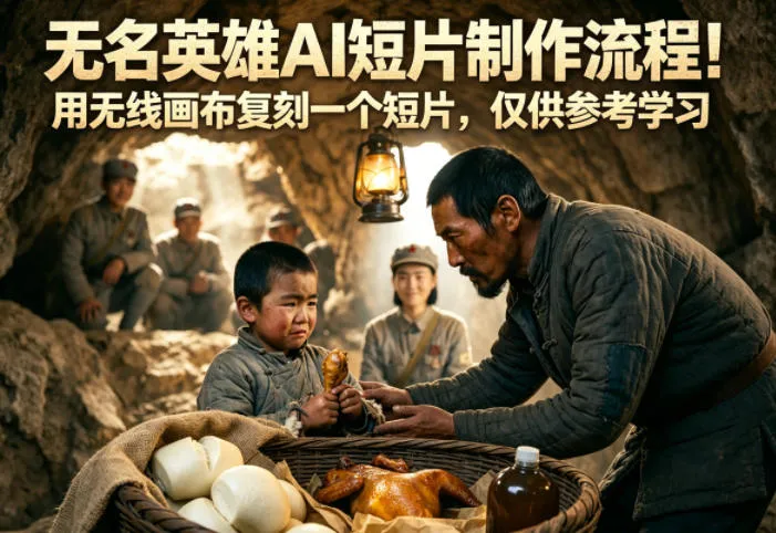 无名英雄AI短片制作流程！用无线画布复刻一个短片，仅供参考学习_趣客盟