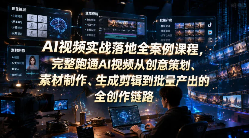 AI视频创作全流程实战课程:从策划到批量产出,一站式掌握AI视频制作全链路_趣客盟