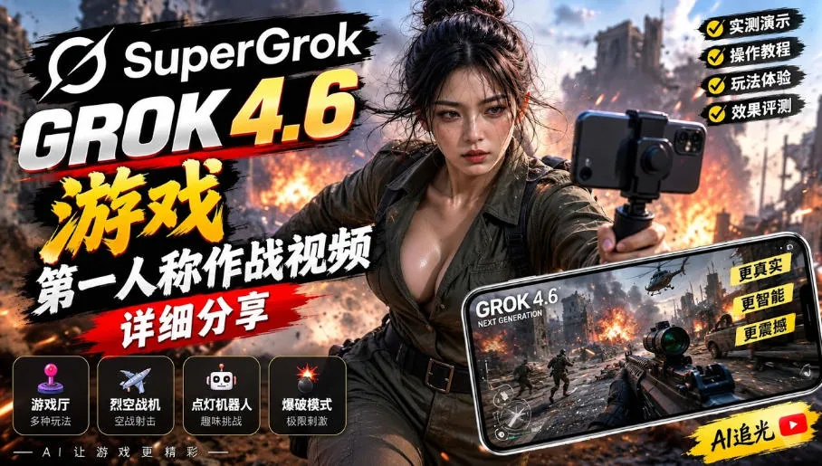 Grok 4.6也能做游戏?第一人称作战视频实测|玩法详细讲解 Grok 4.6也能做游戏?第一人称作战视频实测|玩法详细讲解