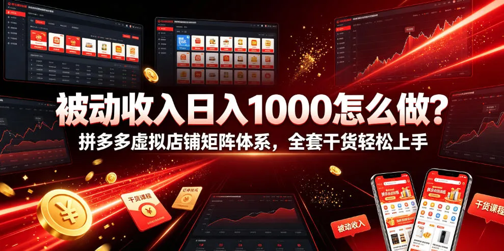 如何实现日入1000的被动收入?揭秘拼多多虚拟店铺矩阵体系,全套攻略助你轻松上手【拼多多电商秘籍】_趣客盟