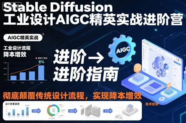 Stable Diffusion工业设计AIGC精英实战进阶营，彻底颠覆传统设计流程，实现降本增效-趣酷猫资源网