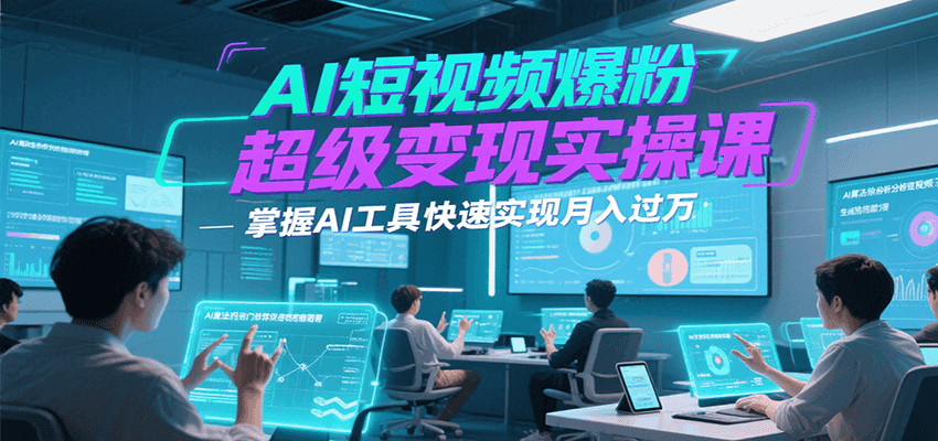 AI短视频爆粉超级变现实操课，掌握AI工具快速实现月入过万-趣酷猫资源网