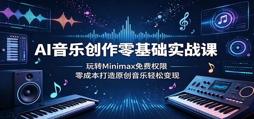 AI音乐创作零基础实战课：玩转Minimax免费权限，零成本打造原创音乐轻松变现_趣客盟