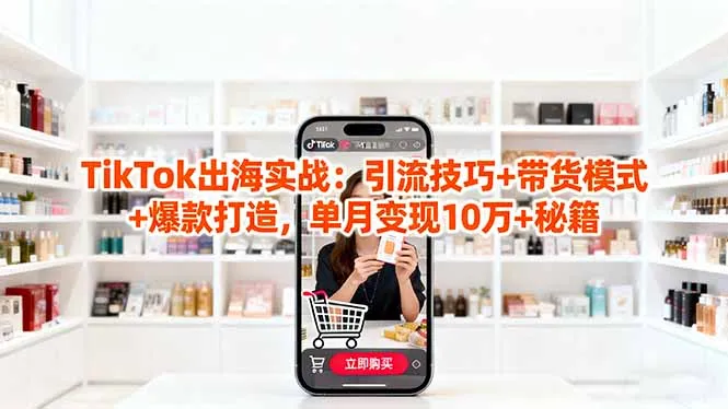 「TikTok出海实战」引流技巧+带货模式+爆款打造，单月变现10万+秘籍-趣酷猫资源网
