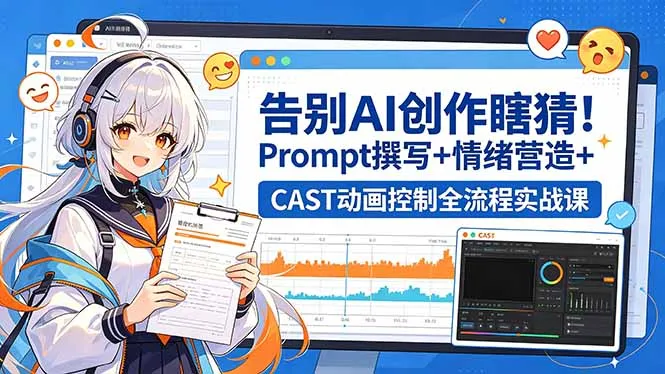 告别AI创作瞎猜！Prompt撰写+情绪营造+CAST动画控制全流程实战课_趣客盟