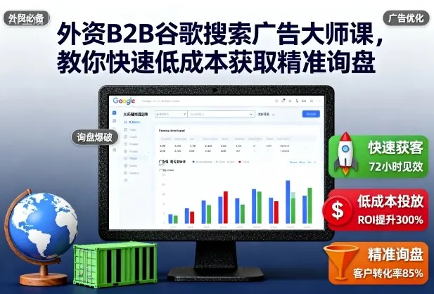 外资B2B谷歌搜索广告大师课，教你快速低成本获取精准询盘-趣酷猫资源网