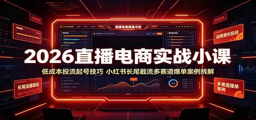 2026年直播电商实战课:低成本精准投流技巧解析,小红书长尾流量多赛道爆单案例深度拆解_趣客盟