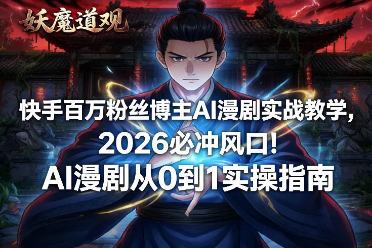 快手百万粉丝博主AI漫剧实战教学，2026必冲风口！AI漫剧从0到1实操指南-趣酷猫资源网