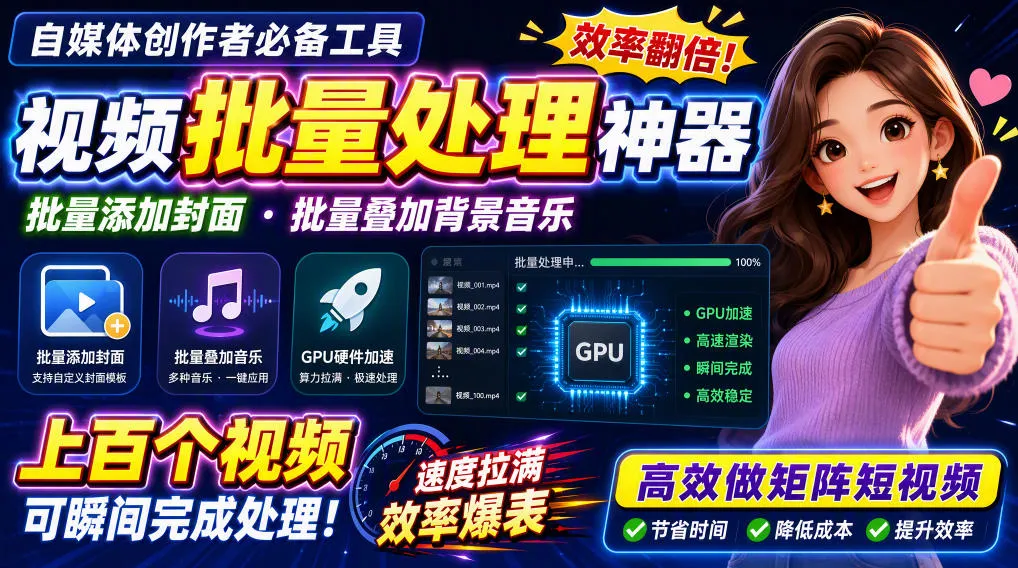 视频批量加封面,把封面添加到视频第一帧,不用剪辑软件批量添加 视频批量加封面,把封面添加到视频第一帧,不用剪辑软件批量添加