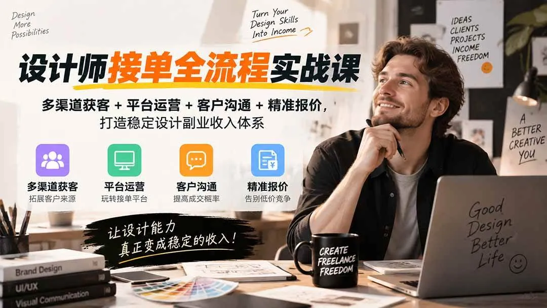 (20563期)设计师接单全流程实战课-无水印|多渠道获客+平台运营+客户沟通+精准报价,打造稳定设计副业收入体系 (20563期)设计师接单全流程实战课-无水印|多渠道获客+平台运营+客户沟通+精准报价,打造稳定设计副业收入体系