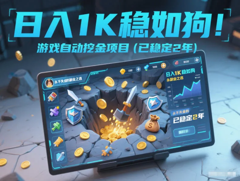 日入1K稳如狗！游戏自动挖金项目（已稳定2年），永不失业的副业之选【揭秘】-趣酷猫资源网