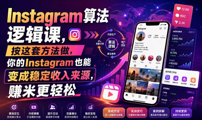 “掌握Instagram算法精髓，轻松实现稳定收入！跟随这套策略，让你的Instagram成为赚钱利器【独家双语教学】”_趣客盟