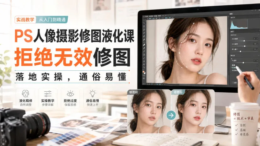 PS人像修图液化技巧课：告别无效修图，实操教学，轻松掌握修图技能 - 趣客盟