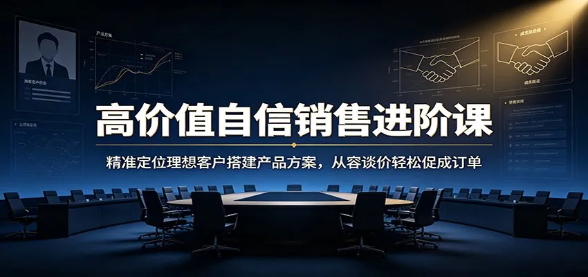 高价值自信销售技巧课：精准客户定位+产品方案搭建，谈价自如，轻松成交订单_趣客盟