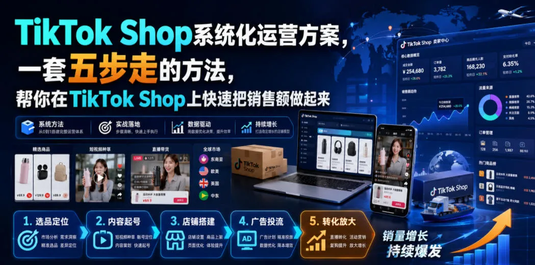 TikTok Shop系统化运营方案,一套五步走的方法,帮你在TikTok Shop上快速把销售额做起来【原创双语字幕】 TikTok Shop系统化运营方案,一套五步走的方法,帮你在TikTok Shop上快速把销售额做起来【原创双语字幕】