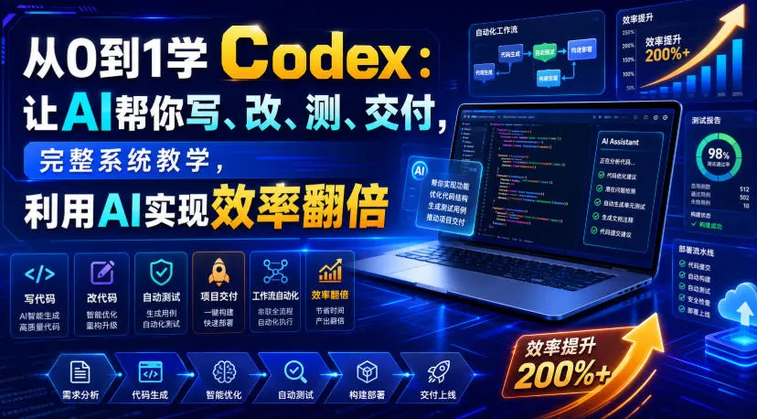 从0到1学Codex:让AI帮你写、改、测、交付,完整系统教学,利用AI实现效率翻倍(更新0918) 从0到1学Codex:让AI帮你写、改、测、交付,完整系统教学,利用AI实现效率翻倍(更新0918)