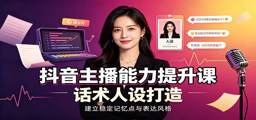 抖音主播能力提升攻略：揭秘账号核心逻辑、直播间搭建与调试、话术人设打造全教程 - 趣客盟
