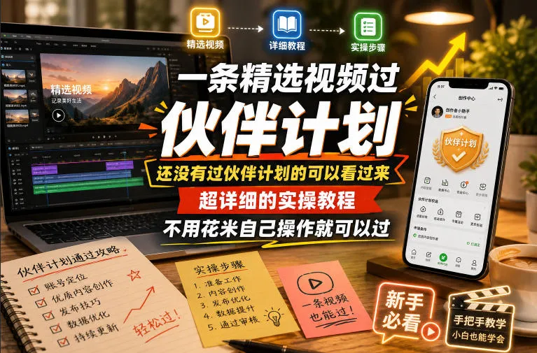 一条精选视频过伙伴计划,还没有过伙伴计划的可以看过来,超详细的实操教程,不用花米自己操作就可以过_趣客盟