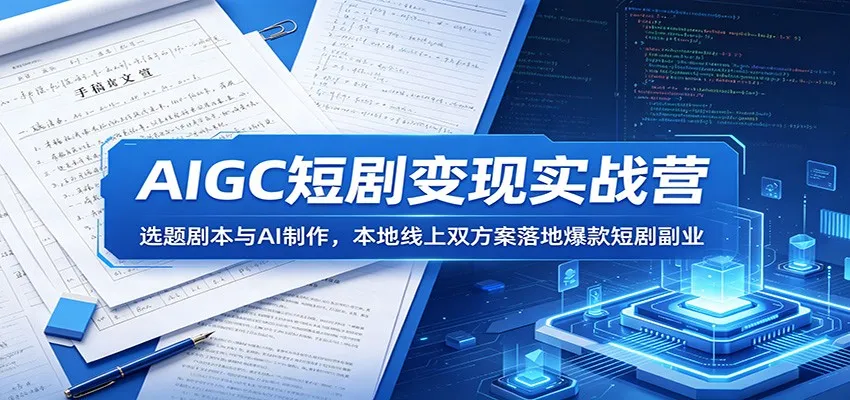AIGC短剧变现实战营:选题剧本与AI制作,本地线上双方案落地爆款短剧副业 AIGC短剧变现实战营:选题剧本与AI制作,本地线上双方案落地爆款短剧副业