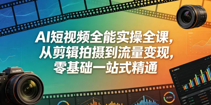 AI短视频全能实操全课,从剪辑拍摄到流量变现,零基础一站式精通_趣客盟