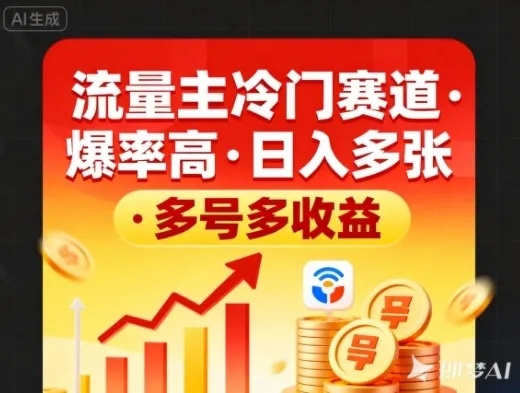 流量主冷门赛道，爆率高，日入多张，多号多收益-趣酷猫资源网