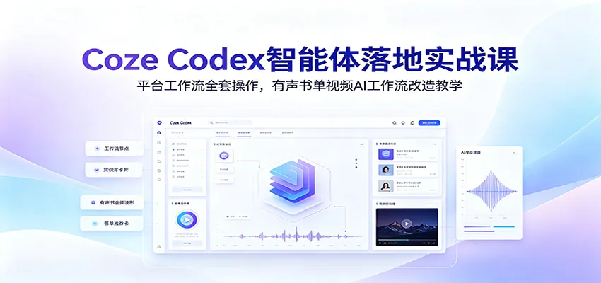 Coze Codex智能体实战课程：平台全流程操作+有声书/视频AI工作流改造教程_趣客盟