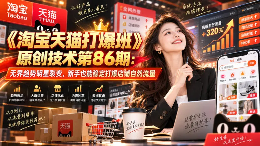 《淘宝天猫爆款班》独家技术分享第86期：无界明星裂变法，新手轻松掌控自然流量，快速打爆店铺 - 趣客盟