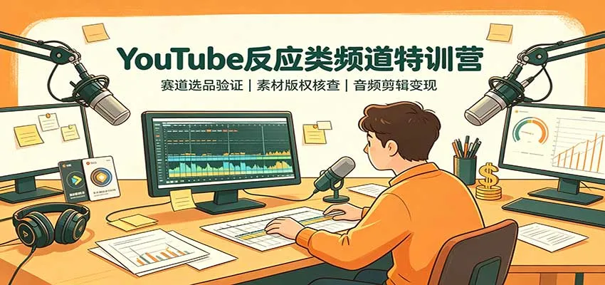 YouTube内容创作特训营：赛道选品&版权审核，音频素材剪辑&盈利变现攻略 - 趣客盟