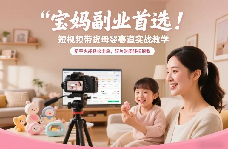 宝妈副业首选！短视频带货母婴赛道实战教学，新手也能轻松出单，碎片时间轻松增收-趣酷猫资源网