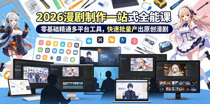 2026 AI漫剧制作一站式全能课，零基础精通多平台工具，快速批量产出原创漫剧_趣客盟