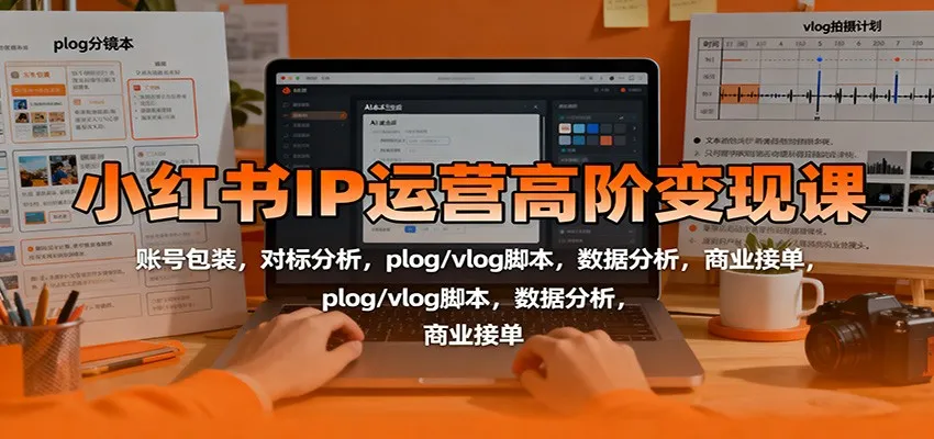 小红书IP运营高阶变现课：账号包装，对标分析，plog/vlog脚本，数据分析，商业接单-趣酷猫资源网