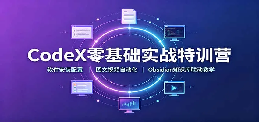 CodeX零基础软件安装与配置特训营：自动化图文视频制作+Obsidian知识库联动教学 - 趣客盟
