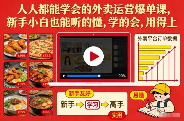 人人都能学会的外卖运营爆单课，新手小白也能听的懂，学的会，用得上-趣酷猫资源网