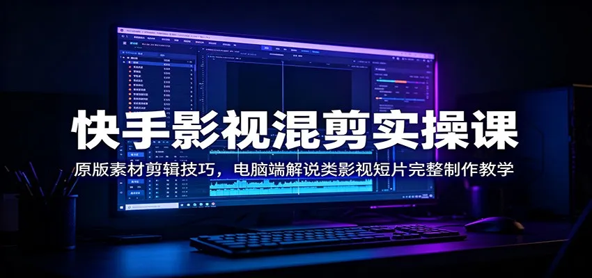 快手影视混剪实战课：电脑端素材剪辑技巧解析，解说类短片制作全教程_趣客盟