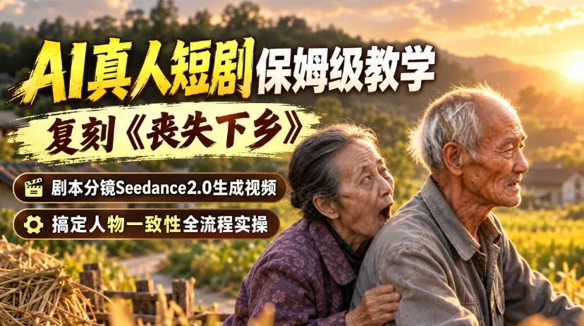 AI真人短剧制作攻略：复刻《丧失下乡》风格，Seedance2.0剧本分镜，一键生成视频，人物一致性全流程实操教程 - 趣客盟