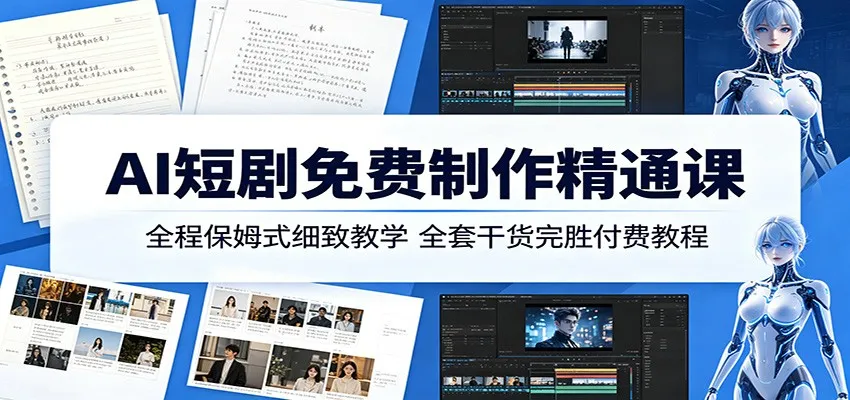 AI短剧免费制作精通课：全程保姆式细致教学，全套干货完胜付费教程_趣客盟
