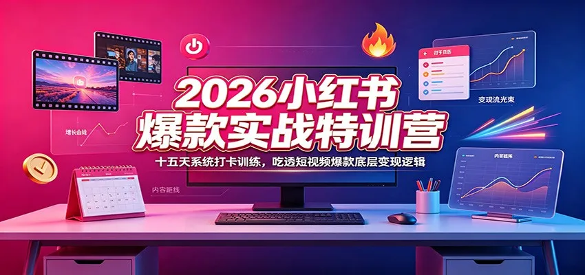 2026小红书爆款特训营：15天短视频变现打卡，揭秘爆款底层逻辑实操技巧_趣客盟
