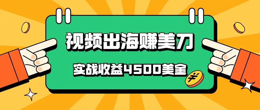 国内爆款视频出海赚美刀，实战收益4500美金，批量无脑搬运，无需经验直接上手-趣酷猫资源网