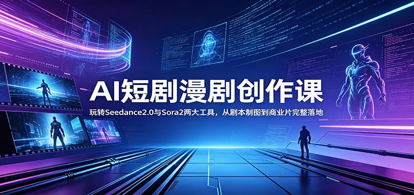 AI短剧漫剧创作课：玩转Seedance2.0与 Sora2两大工具，从剧本制图到商业片完整落地_趣客盟