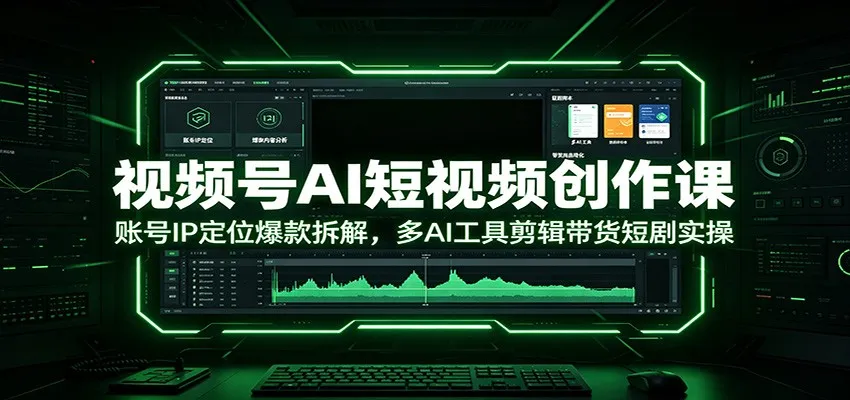 视频号AI短视频制作教程:爆款内容IP定位+AI剪辑工具实操,带货短剧剪辑技巧解析_趣客盟