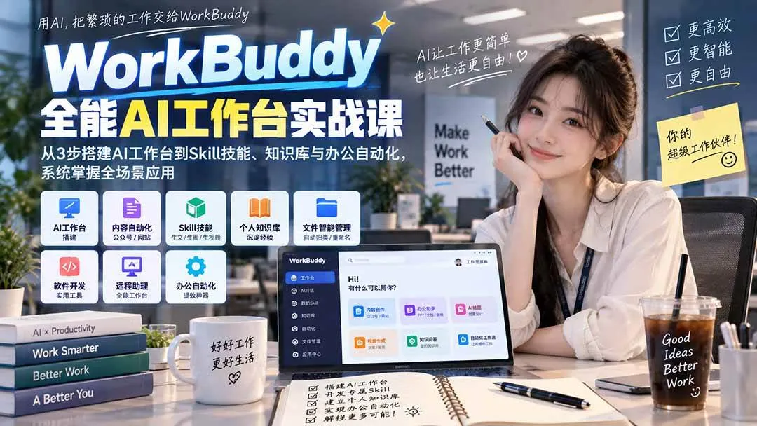 【实战指南】WorkBuddy全能AI工作台：3步速成搭建，Skill技能+知识库+办公自动化，全场景AI应用精通 - 趣客盟