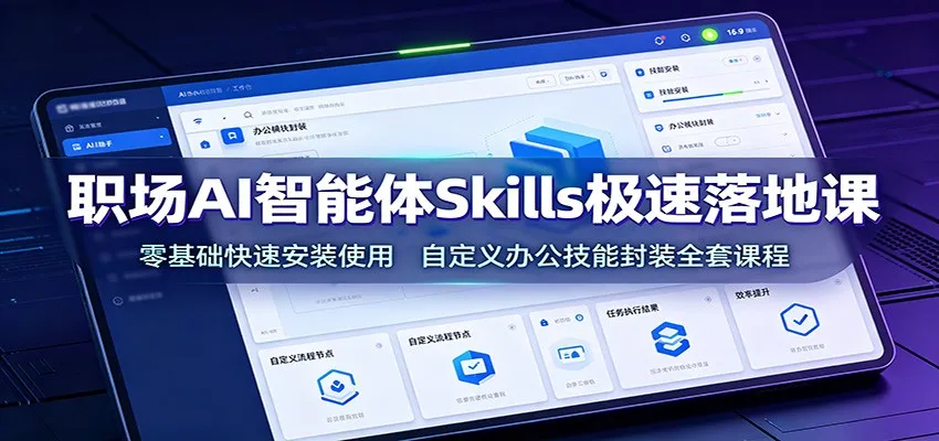 职场AI智能体Skills极速落地课:零基础快速安装使用,自定义办公技能封装全套课程 职场AI智能体Skills极速落地课:零基础快速安装使用,自定义办公技能封装全套课程