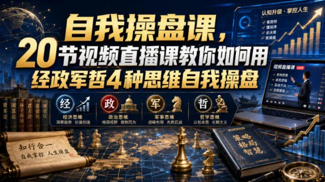 《经政军哲四维思维操盘秘籍：20节视频直播课，全面解锁自我操盘技巧》_趣客盟