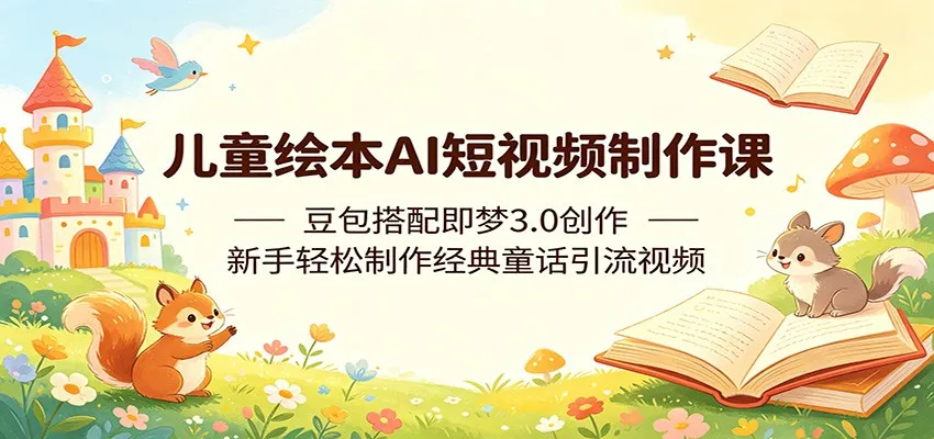儿童绘本AI短视频制作课:豆包搭配即梦3.0创作,新手轻松制作经典童话引流视频_趣客盟