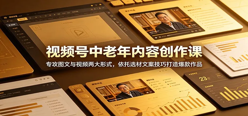视频号中老年内容创作课：专攻图文与视频两大形式，依托选材文案技巧打造爆款作品_趣客盟