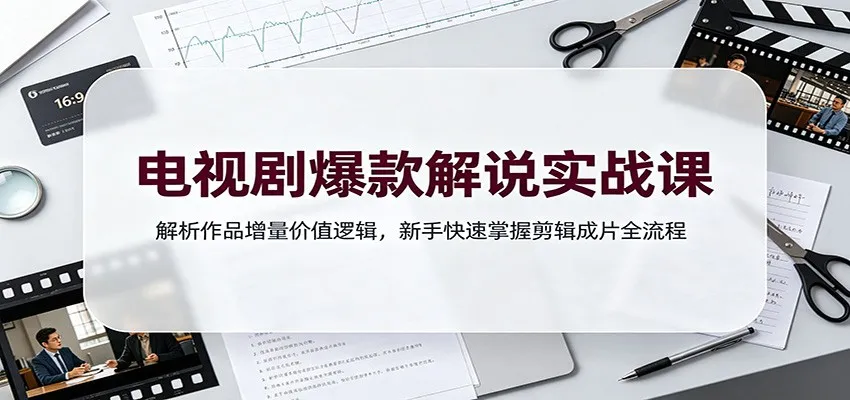 电视剧爆款解说实战技巧课：深度剖析作品增值策略，新手剪辑高效学全流程_趣客盟