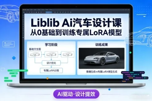 Liblib Ai汽车设计课，从0基础文生图，到教你训练专属设计和风格LoRA模型-趣酷猫资源网