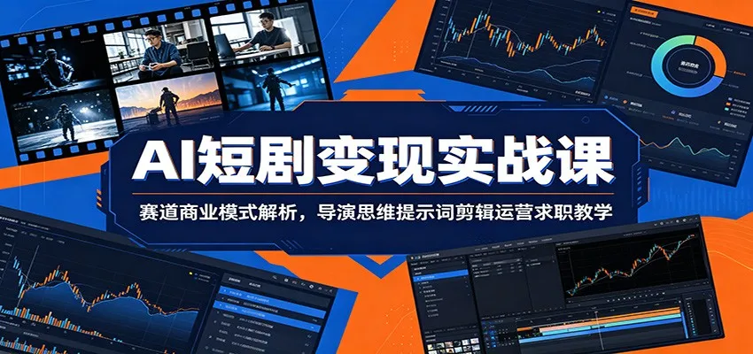 AI短剧实战课：解析赛道商业模式，导演思维+剪辑运营+求职教学，关键词优化_趣客盟