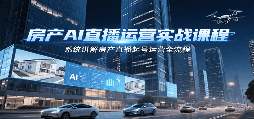 房产AI直播运营实战课程，系统讲解房产直播起号运营全流程-趣酷猫资源网