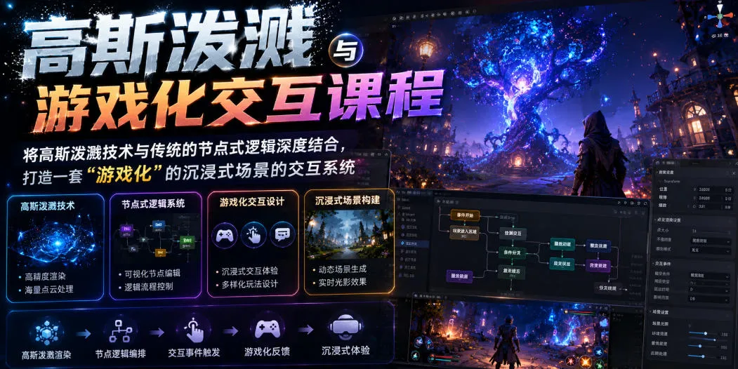高斯泼溅技术融合节点式逻辑，创新打造沉浸式“游戏化”交互课程系统_趣客盟